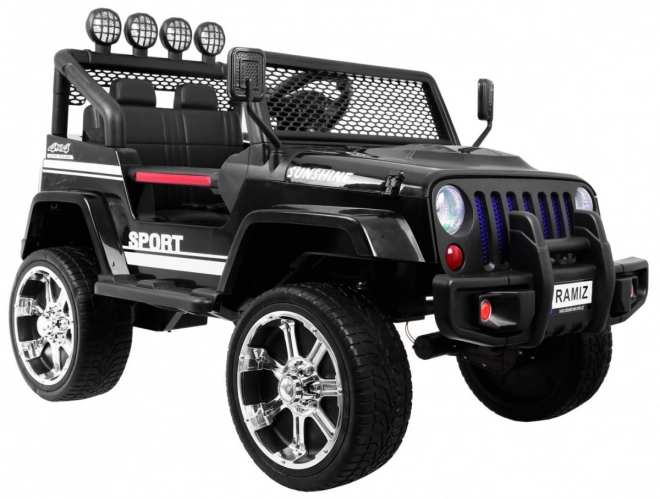 Elektrische kinderauto Raptor Drifter zwart met afstandsbediening en 4x4 aandrijving