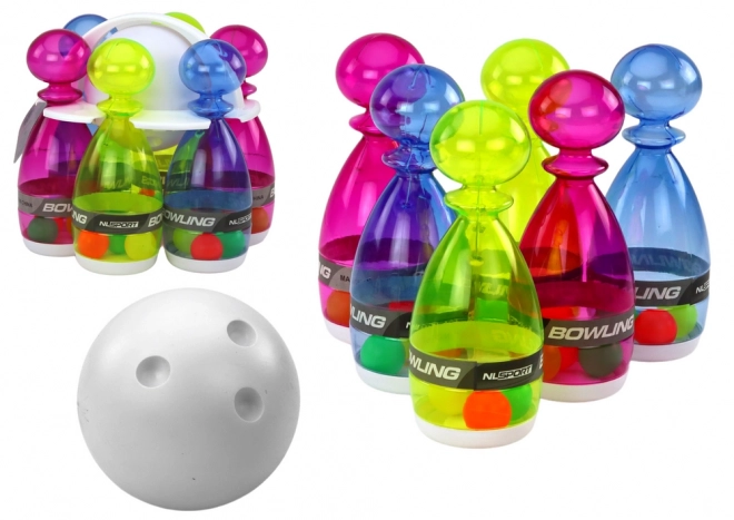 Bowling set van 6 bowlingpins Transparante kleuren