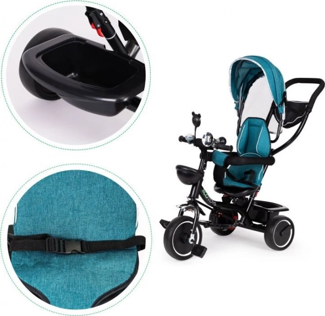 ECOTOYS Driewieler met dak en sturende staaf blauwgroen