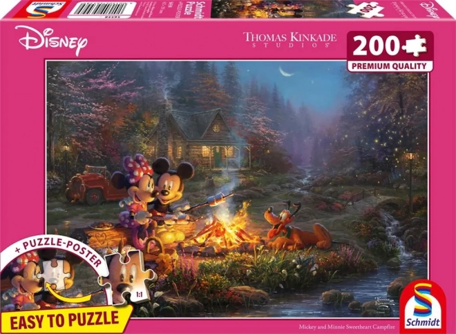 Puzzel SCHMIDT Mickey en Minnie: Romantiek bij het vuur 200 stukjes