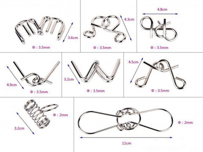 Set van metalen puzzels 8 stuks
