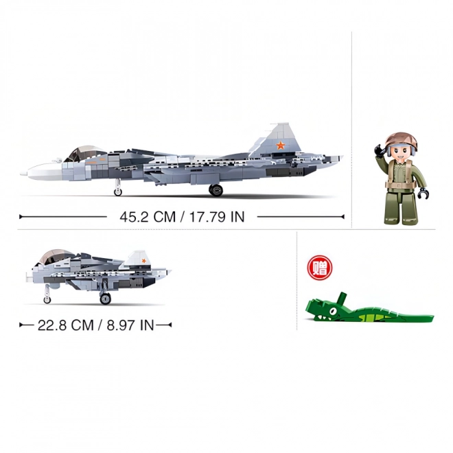 Sluban Modelbouwstenen M38-B0986 Prode Straaljager Su-57 2a01