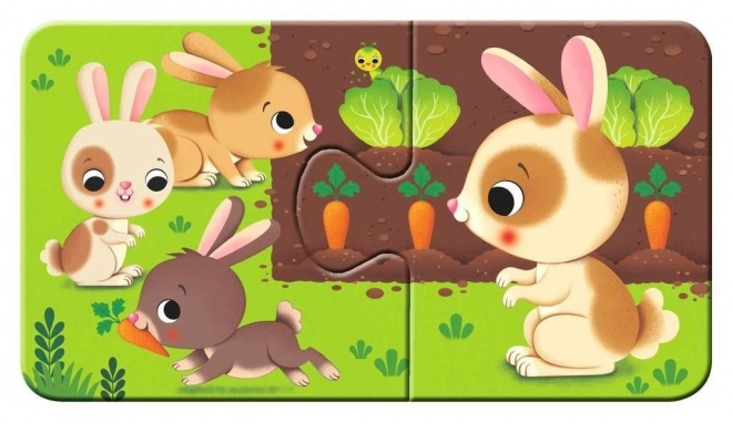 RAVENSBURGER Mijn eerste puzzel – dieren en hun jongen, 9×2 stukjes