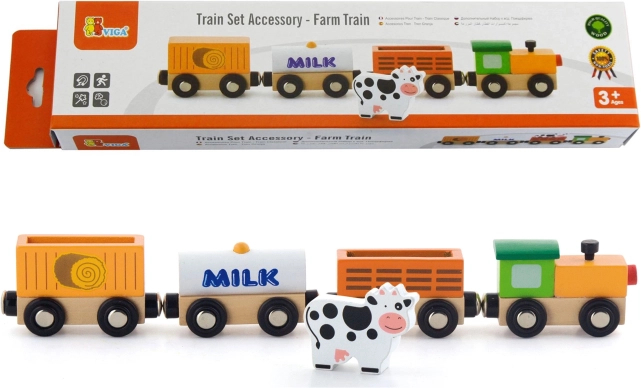 Houten boerderijtrein VIGA – accessoire voor de treinbaan