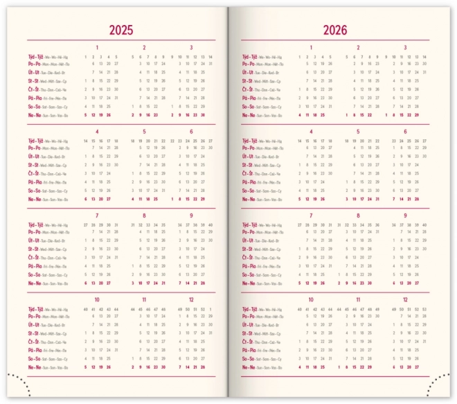NOTIQUE Zakagenda Diario 2025, roze, 9 x 15,5 cm
