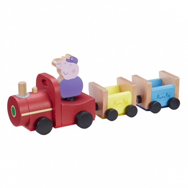 Houten trein Peppa Pig + grootvader figuur