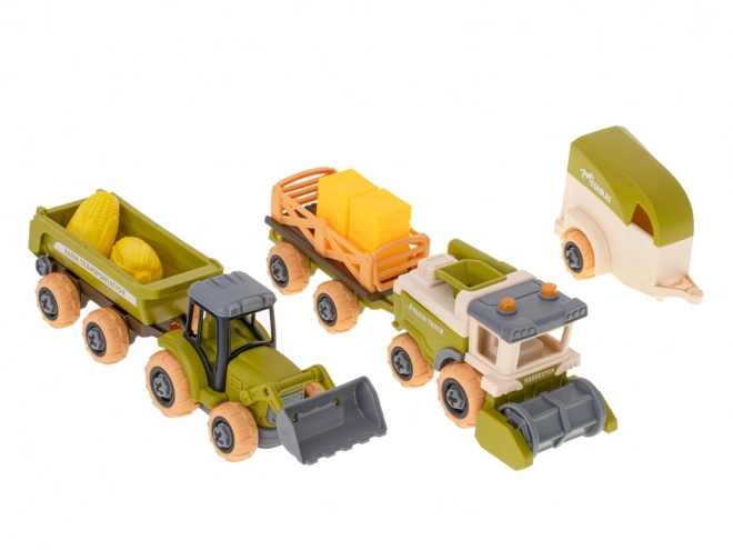 Boerenset met tractoren en boerderijdieren