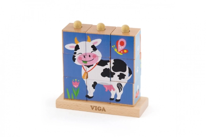 Houten blokken 9 stuks - boerderij
