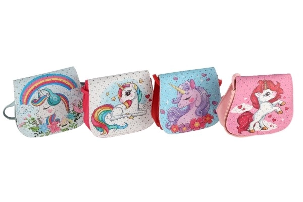 Handtas/Unicorn Tas met steentjes plastic 4 kleuren in zak 17x15x3cm