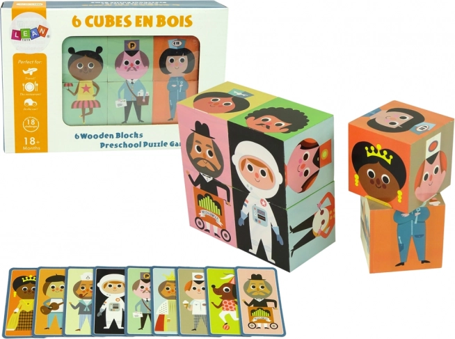 Houten kleurrijke blokkenpuzzel met figuren