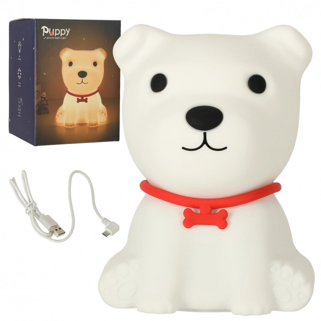 Siliconen touch kinderslaaplamp hond, RGB LED, wit
