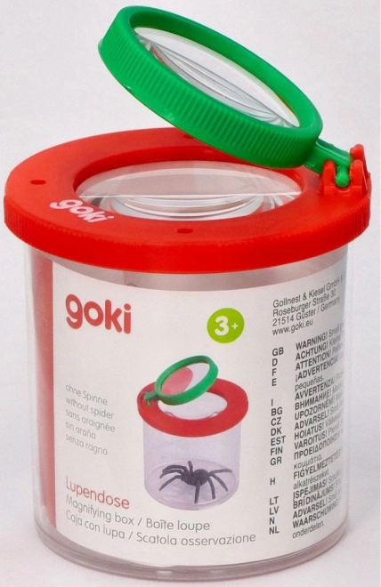 Doos voor insecten met een vergrootglas