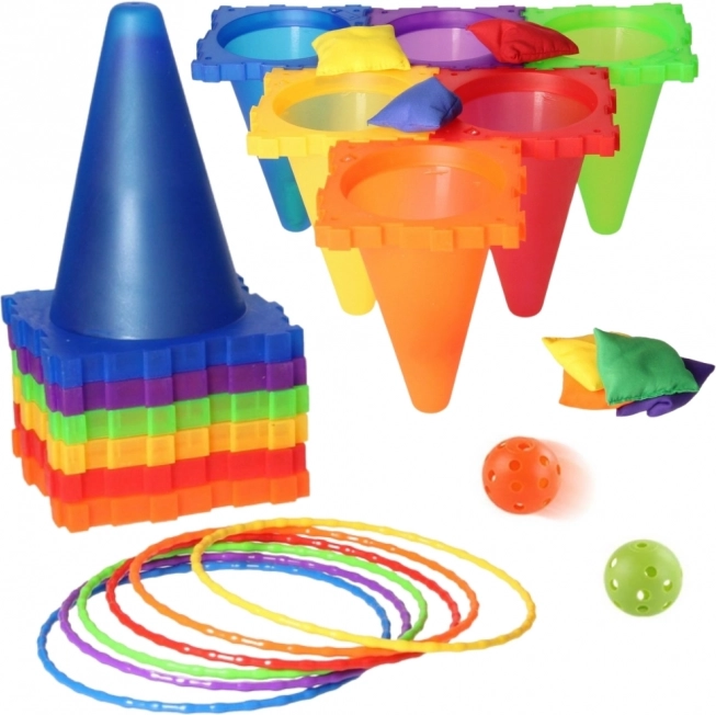 Tuinspellen set 3-in-1 - mikado gooien, kegels, ringen, zakjes - Woopie