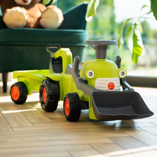 Rijdende tractor Claas met aanhanger, lader en schep