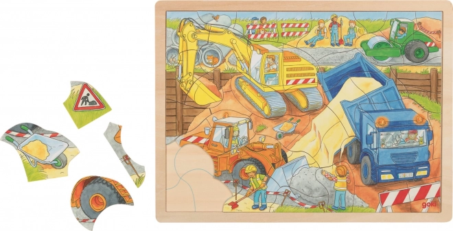 Goki houten puzzel Op de bouwplaats 56 stukjes