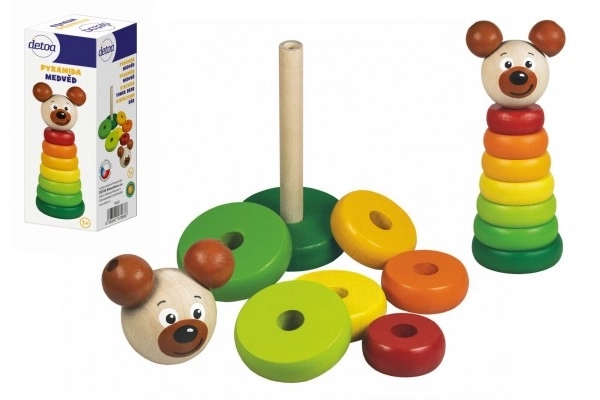 Houten piramide met beer