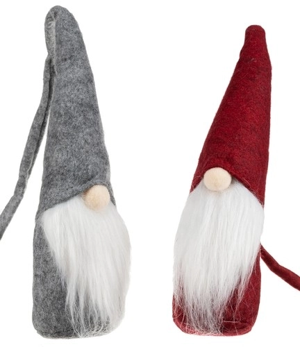 Grijze en rode staande kabouter 29 cm - 2 stuks