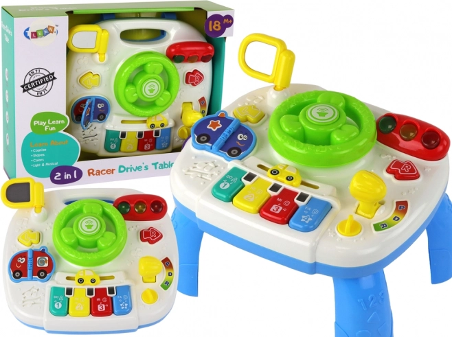 Interactieve educatieve tafel 2-in-1 met stuur voor kleine kinderen