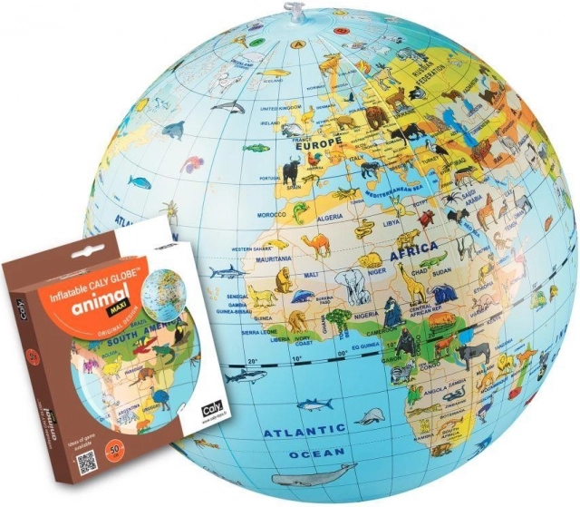 Opblaasbare wereldbol 50 cm – dieren