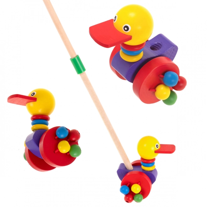 Houten wandelende eend op stok