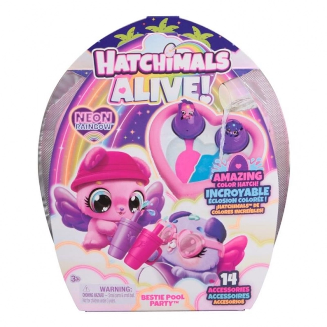 Hatchimals diertjes op zwembadfeestje