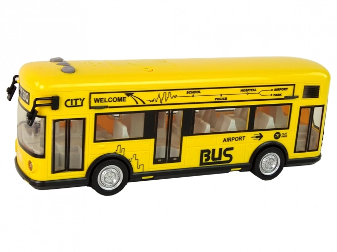 Gele stadsbus met frictie-aandrijving 1:18