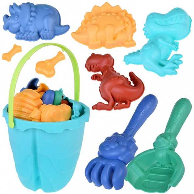 Set van dinosaurus zandvormen met emmer