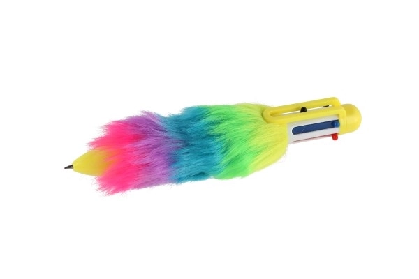 Teddies kleurrijke pluchen pen met kwastjes
