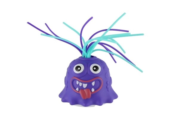 Monster met zuignap van plastic 7 cm op batterijen met geluid, licht 3 kleuren in doos 12 stuks in box
