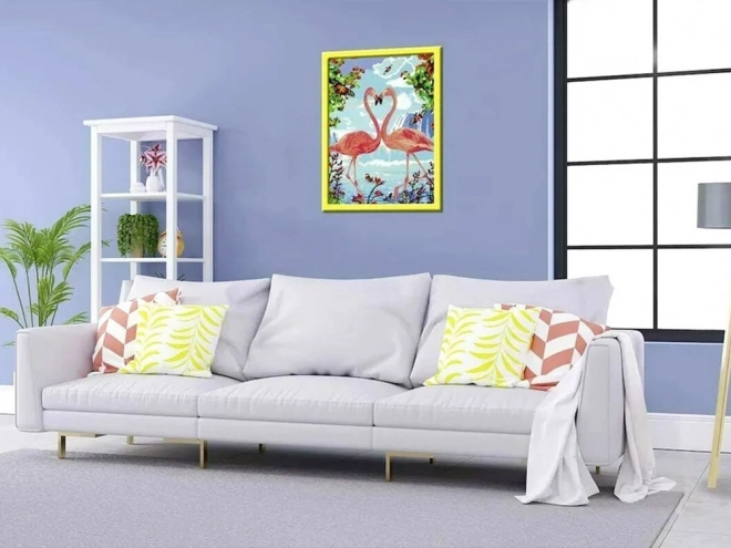 Schilderen op nummer - Verliefde flamingo's