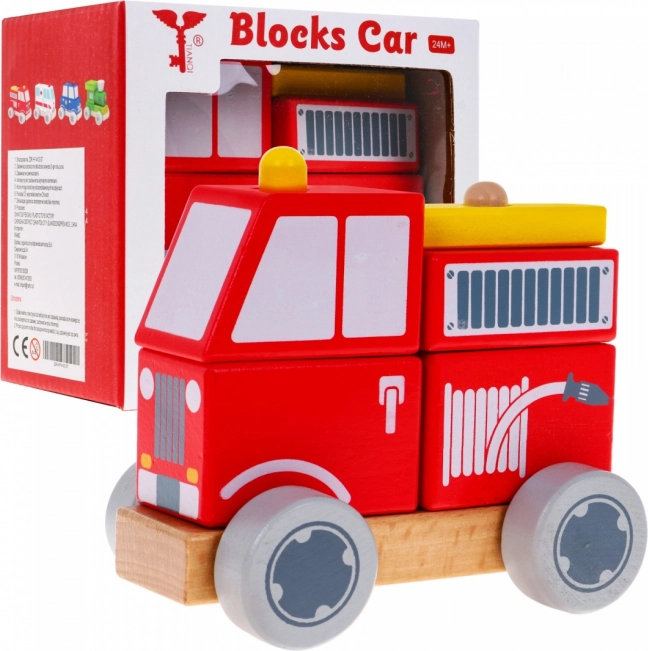 Houten brandweerautootje – puzzel voor kinderen