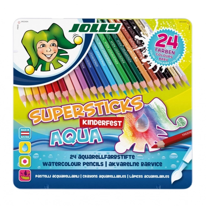Supersticks Aqua 24 kleuren in metalen doos