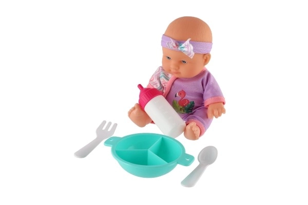 Poppenbaby 20cm stevig lichaam met accessoires in doos 23x24x8cm
