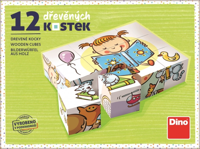 Dino Mooie Dag 12 houten blokken