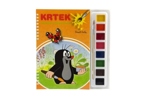 Kleurboek Krtek met waterverf en penseel
