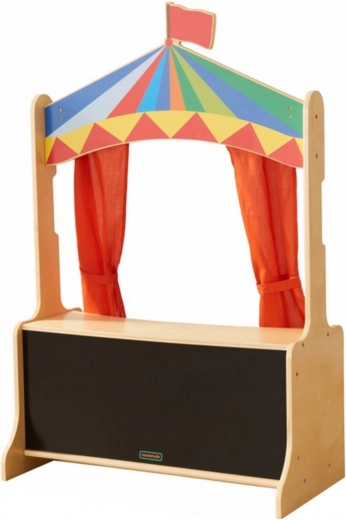 Echt podium met oprolbaar doek