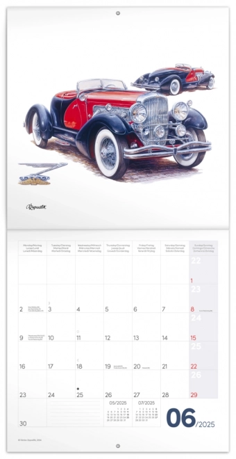 NOTIQUE Notitiekalender Classic Cars – Václav Zapadlik, 2025, 30 x 30 cm