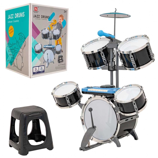 Grote zwarte drumstel met toetsenbord