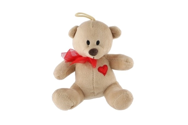 Pluche teddybeer met strik en hart 12 cm