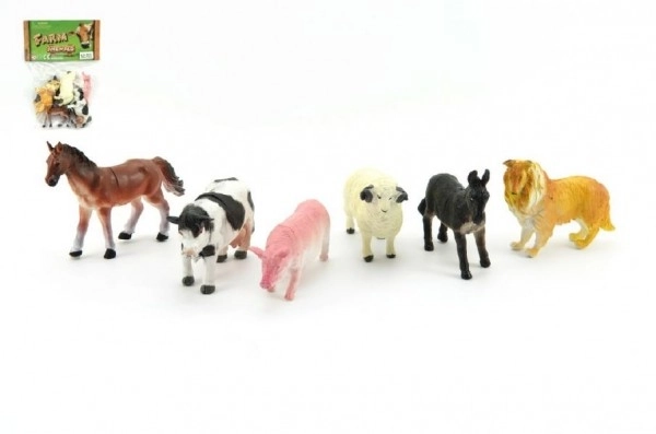 Huisdieren boerderij 6st kunststof 9cm in zakje 16,5x27x5cm