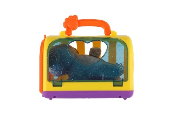 Transportbox met pluchen hondje