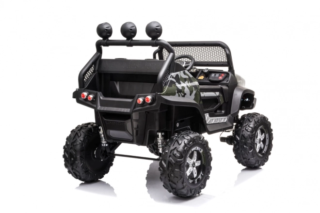 Elektrische kinderauto Unimog S in camouflagekleur