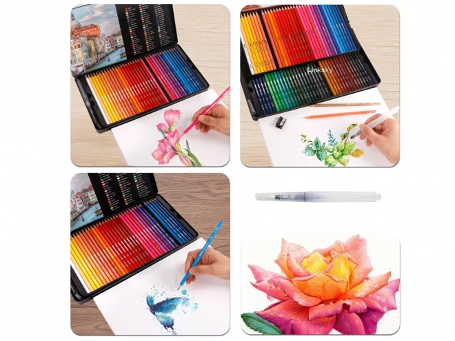 Set van aquarelpotloden 72 kleuren in metalen doos