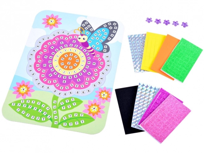 Bloemenmozaïek met stickers