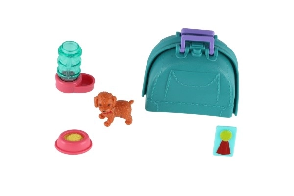 Mazlíček hond met draagbare doos en accessoires