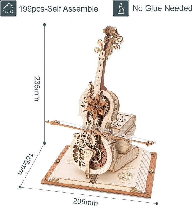 RoboTime houten mechanische puzzel Magische cello (elektrische aandrijving)