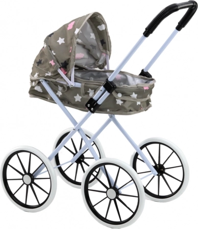 Poppenwagen sterren en wolken grijs