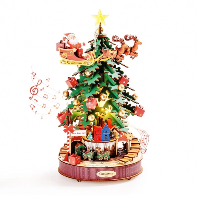 RoboTime 3D houten puzzel muziekdoos Kerstboom