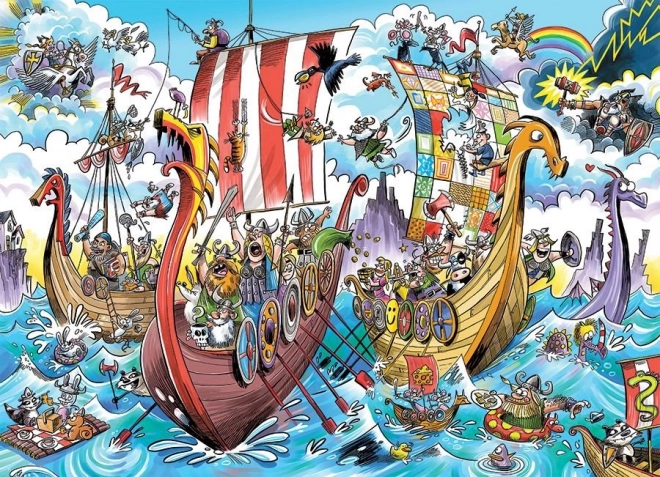 Puzzel DoodleTown: Vikingsche Expeditie 1000 Stukken