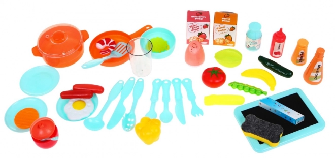 Kleurrijke keuken + interactieve stoombrander + kraan + accessoires - 42 delen